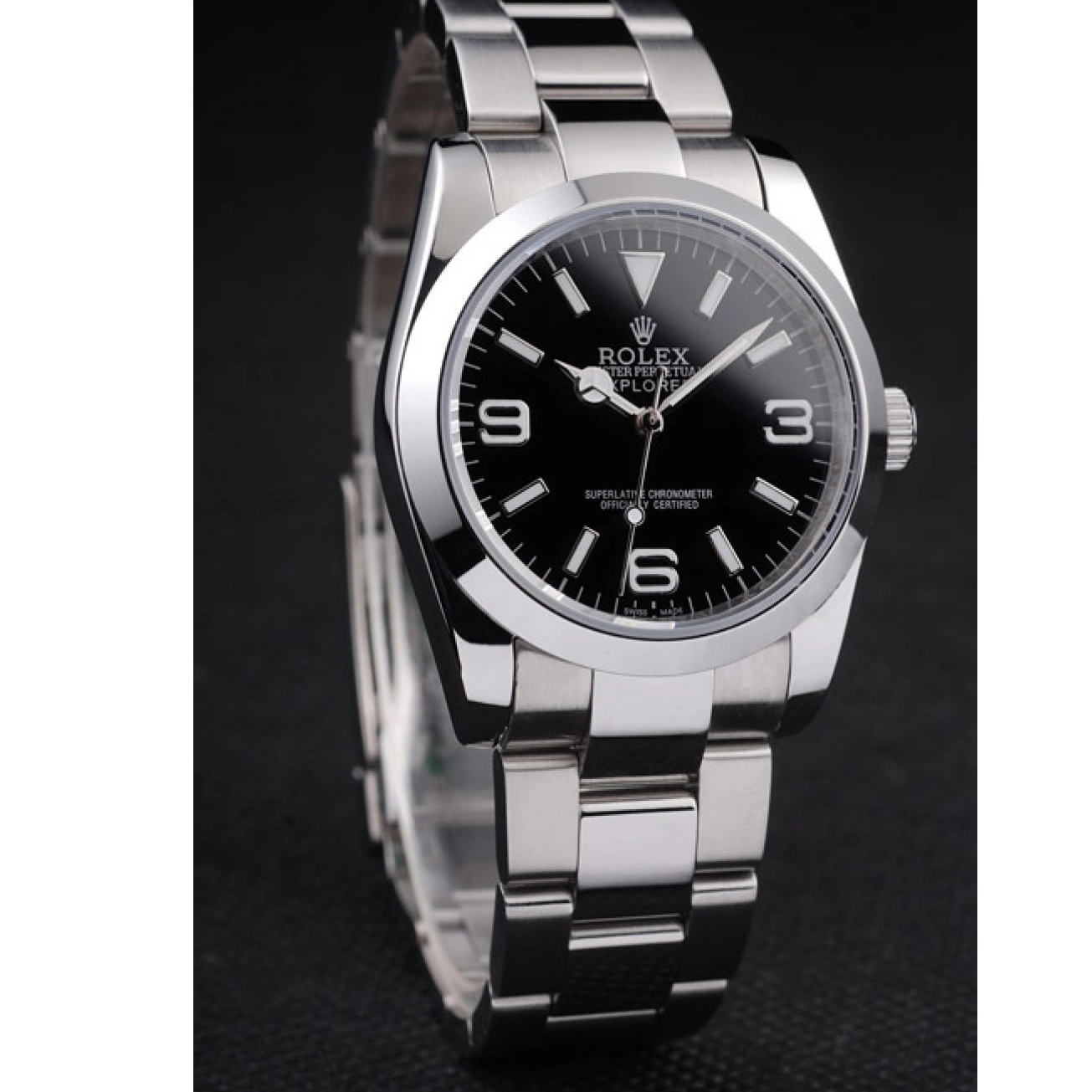 Aaa fake watches Rolex Explorer Dial Black 98087 Stainless Polished Steel 0723
